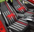 Leopard Inside America Flag Red Car Seat Cover