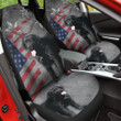 Labrador With Flag Of The United States And Stars In Gray Background Car Seat Covers