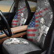 Dalmatian With Flag Of The United States And Stars In Gray Background Car Seat Covers