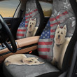 Westie With Flag Of The United States And Stars In Gray Background Car Seat Covers