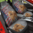 Chow Chow With Flag Of The United States And Stars In Gray Background Car Seat Covers