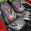 Bernhardiner With Flag Of The United States And Stars In Gray Background Car Seat Covers