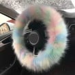Women Sheepskin Colorful Plush Warm Gift For Girl Fur Steering Wheel Cover Set