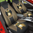 French Bulldog With Circle Shape And Caro Pattern In Black Brown Background Car Seat Covers