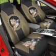 Westie With Circle Shape And Caro Pattern In Black Brown Background Car Seat Covers