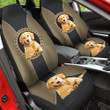 Golden Retriever With Circle Shape And Caro Pattern In Black Brown Background Car Seat Covers