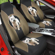 Westie With Circle Shape And Caro Pattern In Black Brown Background Car Seat Covers