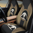 Japanese Chin With Circle Shape And Caro Pattern In Black Brown Background Car Seat Covers