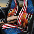 Rooster With Red Rose And Skulls Pattern In Blue And Red Background Car Seat Covers
