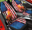Rooster With Red Rose And Skulls Pattern In Blue And Red Background Car Seat Covers
