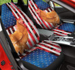 Chicken With Red Rose And Skulls Pattern In Blue And Red Background Car Seat Covers