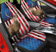 Deer With Red Rose And Skulls Pattern In Blue And Red Background Car Seat Covers