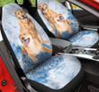 Golden Retriever Sleepy Dog Blue Mandala Floral Pattern Car Seat Covers