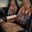 Tiger Portrait Crack Pattern Brown Car Seat Cover