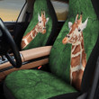 Giraffe Portrait Crack Pattern Green Car Seat Cover