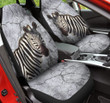 Zebra Portrait Crack Pattern Gray Car Seat Cover