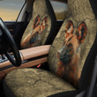Hyenas Portrait Crack Pattern Moss Car Seat Cover