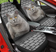 Silverbell Cat With Shapes Pattern In Gray Background Car Seat Cover