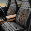 Stormy Cat With Shapes Pattern In Gray Background Car Seat Cover