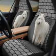 Arctic Wolf With Shapes Pattern In Gray Background Car Seat Cover