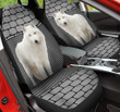 Arctic Wolf With Shapes Pattern In Gray Background Car Seat Cover