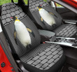 Penguin With Shapes Pattern In Gray Background Car Seat Cover