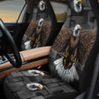Eagle With Rectangle Shapes In Black And Gray Background Car Seat Covers