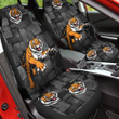 Tiger With Rectangle Shapes In Black And Gray Background Car Seat Covers