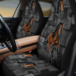 Horse With Rectangle Shapes In Black And Gray Background Car Seat Covers