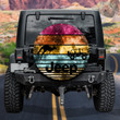 Kangaroo Silhouette Colorful Vintage Jeep Spare Tire Cover