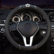 Leather Handle Covers Diamond Bling Bling Car Steering Wheel Cover