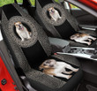 Bulldog Paisley Pattern In Black And White Background Car Seat Covers