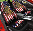 American Soldiers With Guns American Flag Background Car Seat Covers