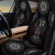 Owl Colorful Paisley Pattern In Black And White Background Car Seat Covers