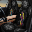 Parrot Colorful Paisley Pattern In Black And White Background Car Seat Covers