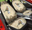 Sparrow Paisley Pattern In Black And White Background Car Seat Covers