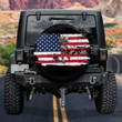 Man Golfer Watercolor American Flag Background Car Spare Tire Cover