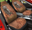 Racoon Flower Leather Carving Pattern Car Seat Cover