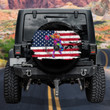 Basketball Woman Player Watercolor American Flag Background Car Spare Tire Cover