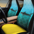 Sixgill Shark Image Ocean Wave Pattern Yellow Car Seat Covers