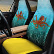 Octopus Image Ocean Wave Pattern Yellow Car Seat Covers