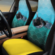 Anglerfish Image Ocean Wave Pattern Yellow Car Seat Covers