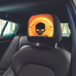 Big Skull Silhouette Giant Yellow Moon Halloween Car Headrest Covers Set Of 2