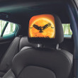 Owls Flying Giant Yellow Moon Halloween Car Headrest Covers Set Of 2