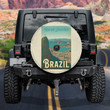 Rio De Janeiro Brazil Signature Destination Poster Light Brown Spare Tire Cover