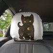 Kitten With Moon Art White Car Headrest Covers Set Of 2
