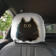 Black Kitten Art White Car Headrest Covers Set Of 2