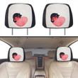 Cat Bites A Heart Art White Car Headrest Covers Set Of 2