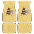 Funny Bee Practicing Yoga Yellow And White Hive Pattern Car Mats