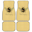 Bee Happy Bee With Flowers Yellow And White Hive Pattern Car Mats